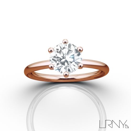 Hillary Solitaire :: Round 18K Rose Gold