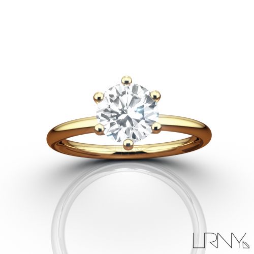 Hillary Solitaire :: Round 14K Yellow Gold