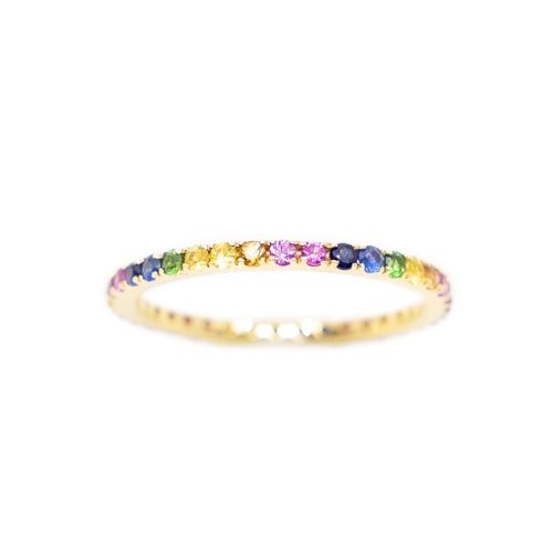 Rainbow Sapphire Eternity Band Ring